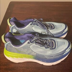 Hoka Blue and Green Athletic Sneakers